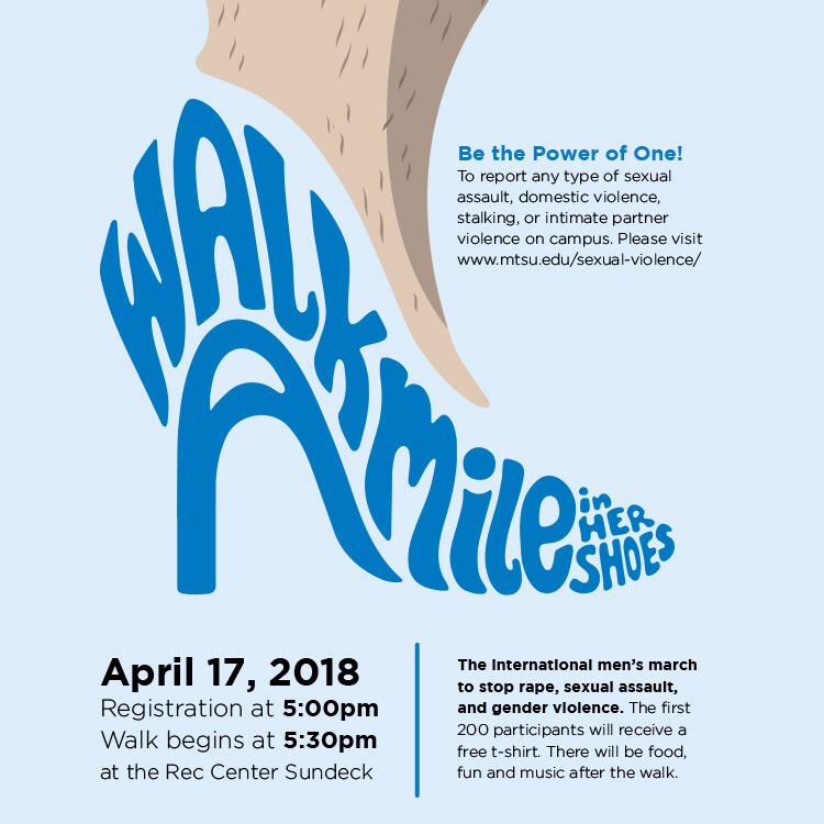 Walk A Mile in Her Shoes is less than a week away! Join us at the Rec on TUESDAY for this fun event to show your support for a great cause. #walkamileinhershoes #trueblue