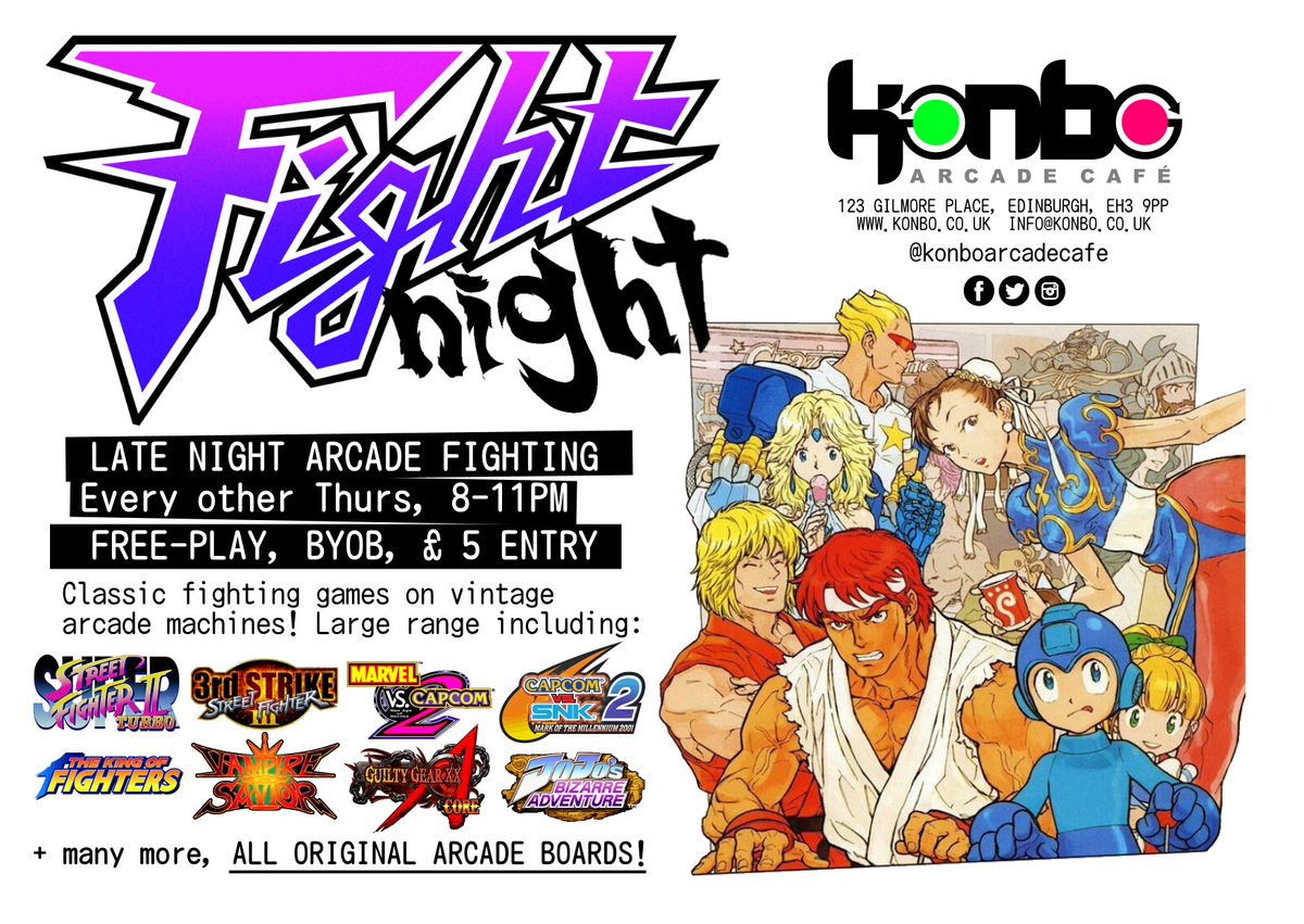 Konbo Arcade Cafe Remember Fight Night Is Tomorrow Night T Co Jfrqqmwm5g Free Play Arcade Fighting Byob 8 11pm With Street Fighter Iii 3rd Strike Vampire Savior Guilty Gear Xrd Rev 2 Ps4