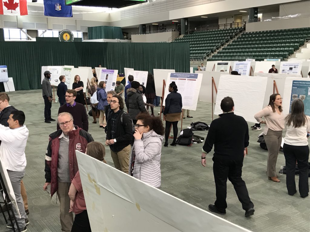 sunyoswego's tweet photo. #OzQuest poster presentations have begun in MCC arena. Stop by to learn more about student research! https://t.co/ACJ0K8HB6A