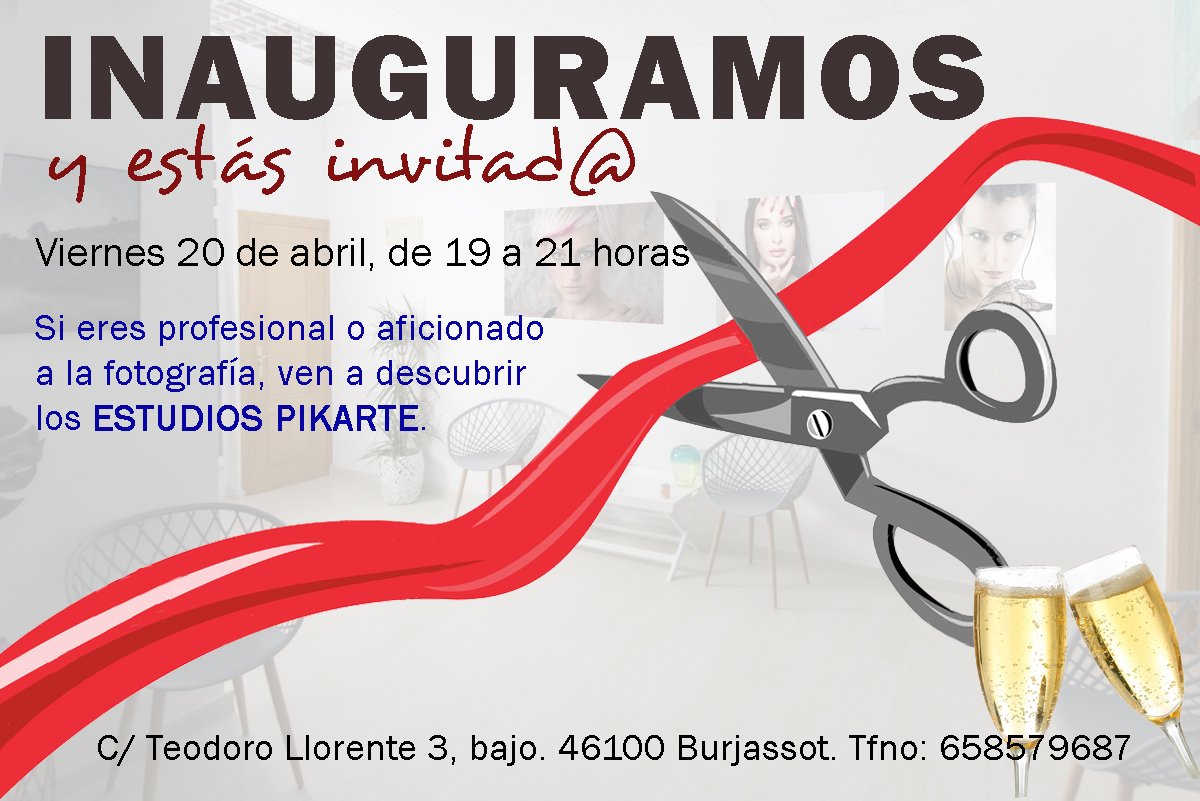 EstudiosPikarte's tweet photo. Inauguramos los nuevos estudios. Si eres fotógrafo,
maquillador o modelo, estás invitado a descubrirlos y al piscolabis. #fotografía https://t.co/MM3NUy3vos