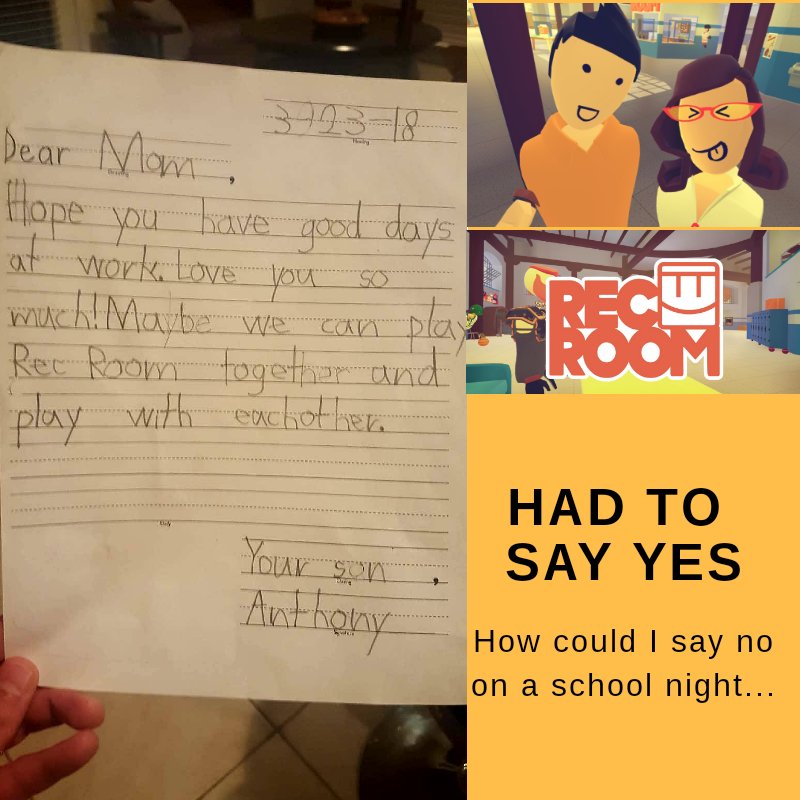 WinterzeroG's tweet photo. Love this! 😍
#RecRoomFamily #momandson @recroom @Red_Drummer_ https://t.co/KDUktraJSi