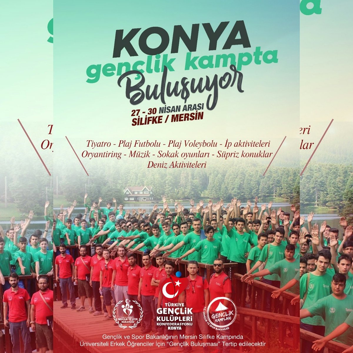 genckonfedkonya's tweet photo. Sevgili gençler!
SON 50 KİŞİ!
27-30 Nisan tarihlerinde Gençlik ve Spor Bakanlığı Mersin Silifke 23 Nisan Gençlik Kampında Kayıt için 05550094797 numaralı whatsapp hattına isim soyisim tc kimlik numarası telefon okul bölüm sınıf bilgilerinizi gönderin. https://t.co/RlpTkvrw7s