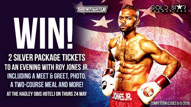 WhatsOnBrum's tweet image. #WIN! 🥊
2 Silver Package tickets including meet &amp;amp; greet, photo, 2-course meal + more to @ShowFighterUK's event with @RealRoyJonesJr at  The Hagley in Birmingham on 24 May. FOLLOW + RT before 9/5 to enter!