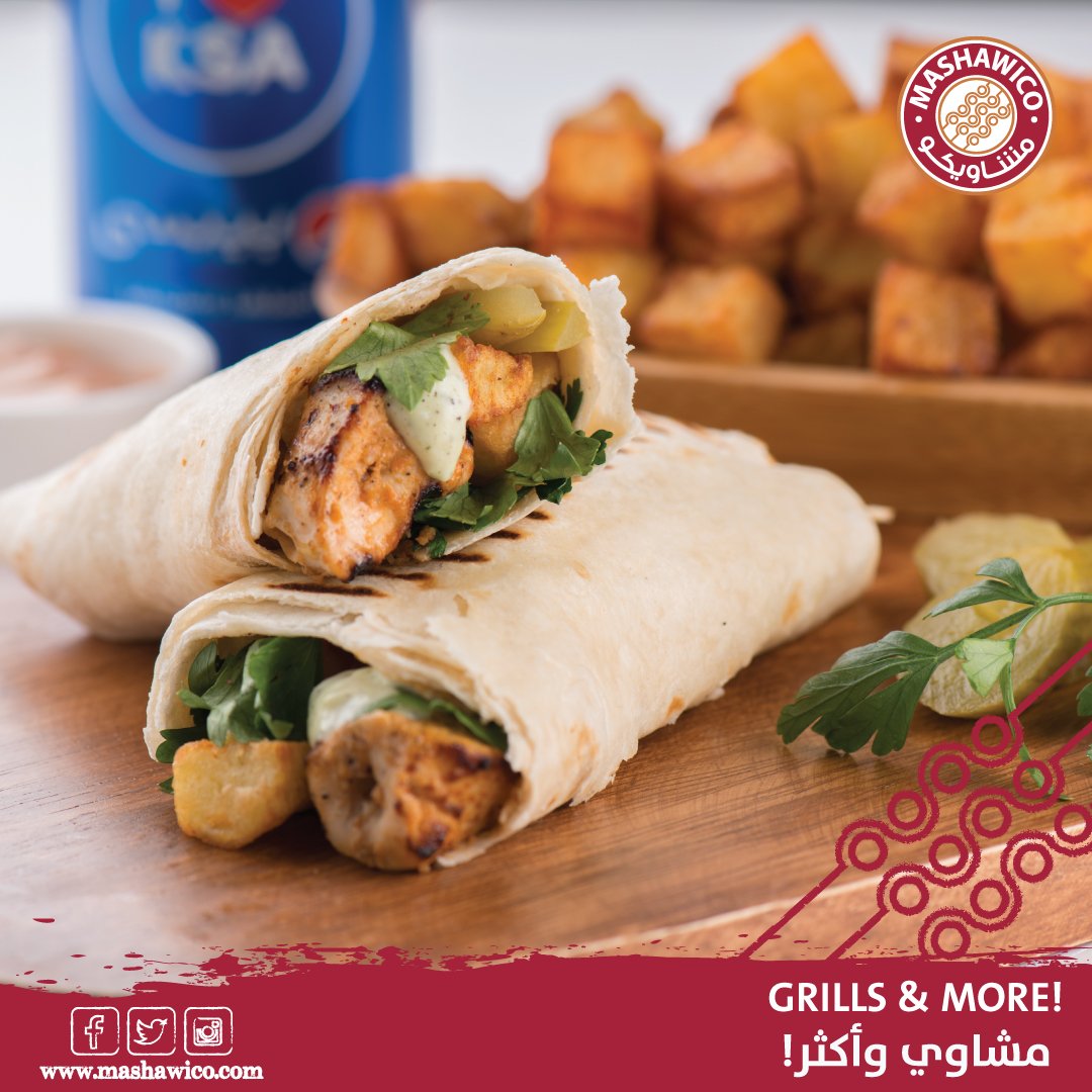 Shish Taouk Sandwich perfect with fried potato cubes and softdrink just add 7 sr only ! 😋😍