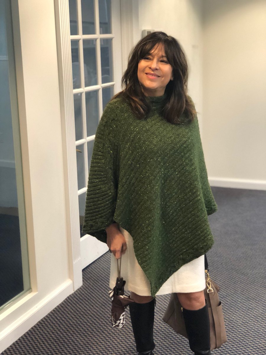 Look who came in #WearingIrish today! Our very own Marisol looking amazing in an <a href="/IrelandsEyeKnit/">IrelandsEye Knitwear</a> poncho <a href="/Wearing_Irish/">WearingIrish</a>