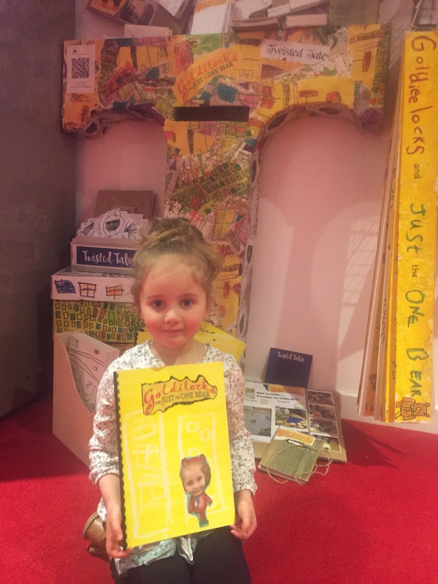 The exhibition is amazing!!! We loved looking at all the wonderfully creative work. And someone is feeling pretty pleased with herself! Well done everyone! @BoughtonHeath @StoryhouseLive  #twistedtales