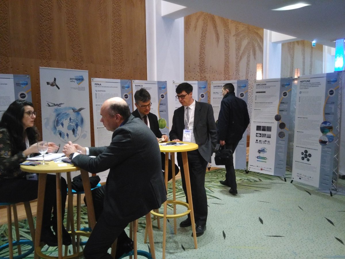 PMTheophane's tweet image. The @NEPTUNE_BGrowth results presented on the @AerospaceValley booth during #TechnoDay2018 @PalaisBeaumont #Pau including @iSeaNews @thewavebumper @Q3Techno @GEOSAT3D #SafetyData-CFH projects