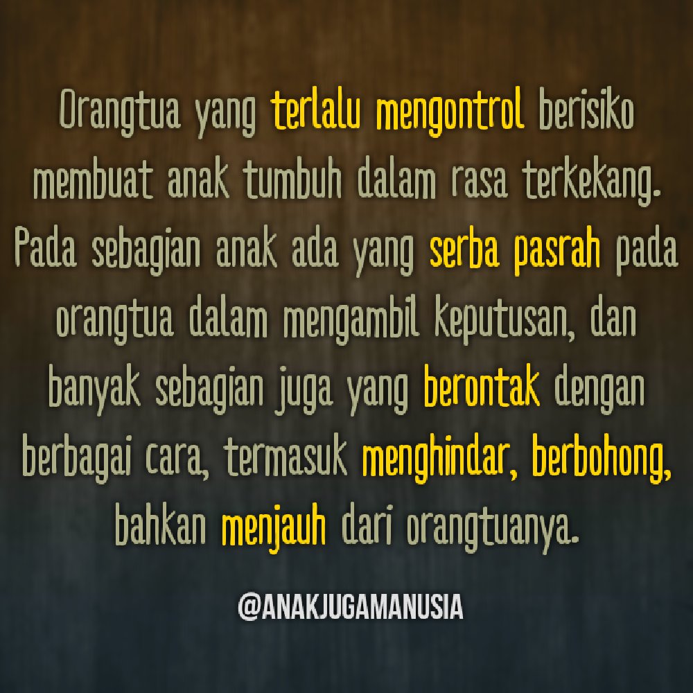 anakjugamanusia's tweet photo. Jadi orangtua yang membimbing, ketimbang mengontrol.
https://t.co/x5yTIt5A8D https://t.co/174c9oSEY2