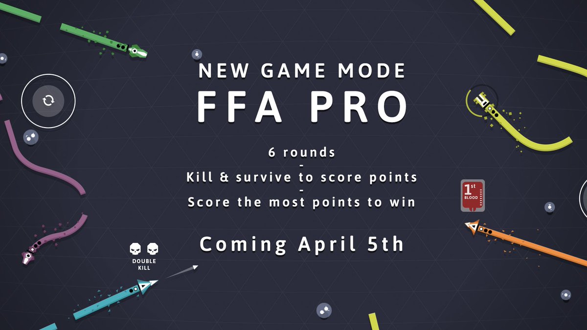 On Thursday, April 5th we'll roll out the first of a few new game modes for #CurveFeverPro. Get ready for FFA PRO! Read all about it, here: forum.curvefever.pro/t/two-weeks-of…