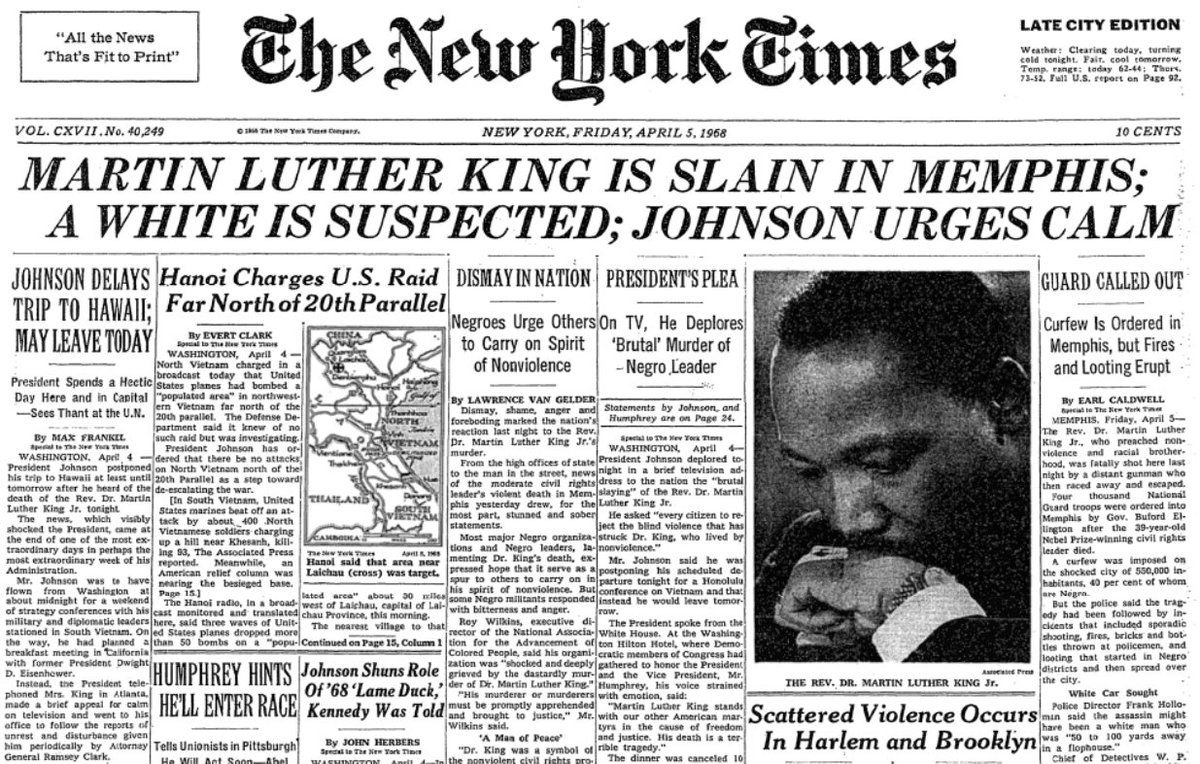 Phil_Lewis_'s tweet photo. 50 years ago on this date, Martin Luther King Jr. was assassinated while standing on a balcony outside his room at the Lorraine Motel in Memphis, Tennessee. https://t.co/BRYrd8w4hq
