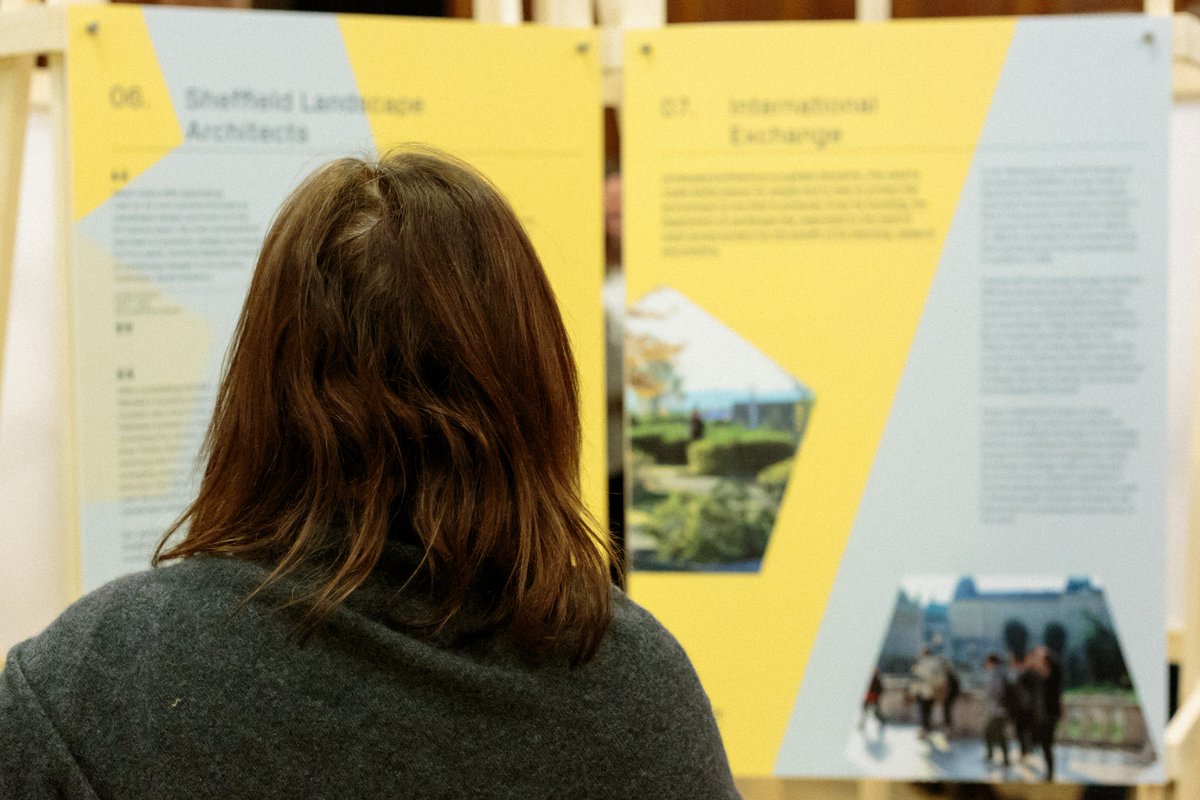 studiodbd's tweet photo. Did some work for @LandscapeSheff a few weeks back for #landscape50 - brand creation and exhibition design. All based around a 5 sided shape to represent the 5 decades being celebrated. https://t.co/TxG80VQ0AL