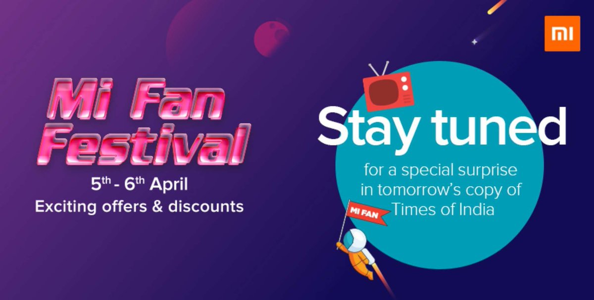 manukumarjain's tweet photo. Mi Fans! Something exciting coming your way tomorrow.

Do check out tomorrow's Time of India newspaper 😉

#MiFanFestival @XiaomiIndia https://t.co/FRTUS5DNaZ