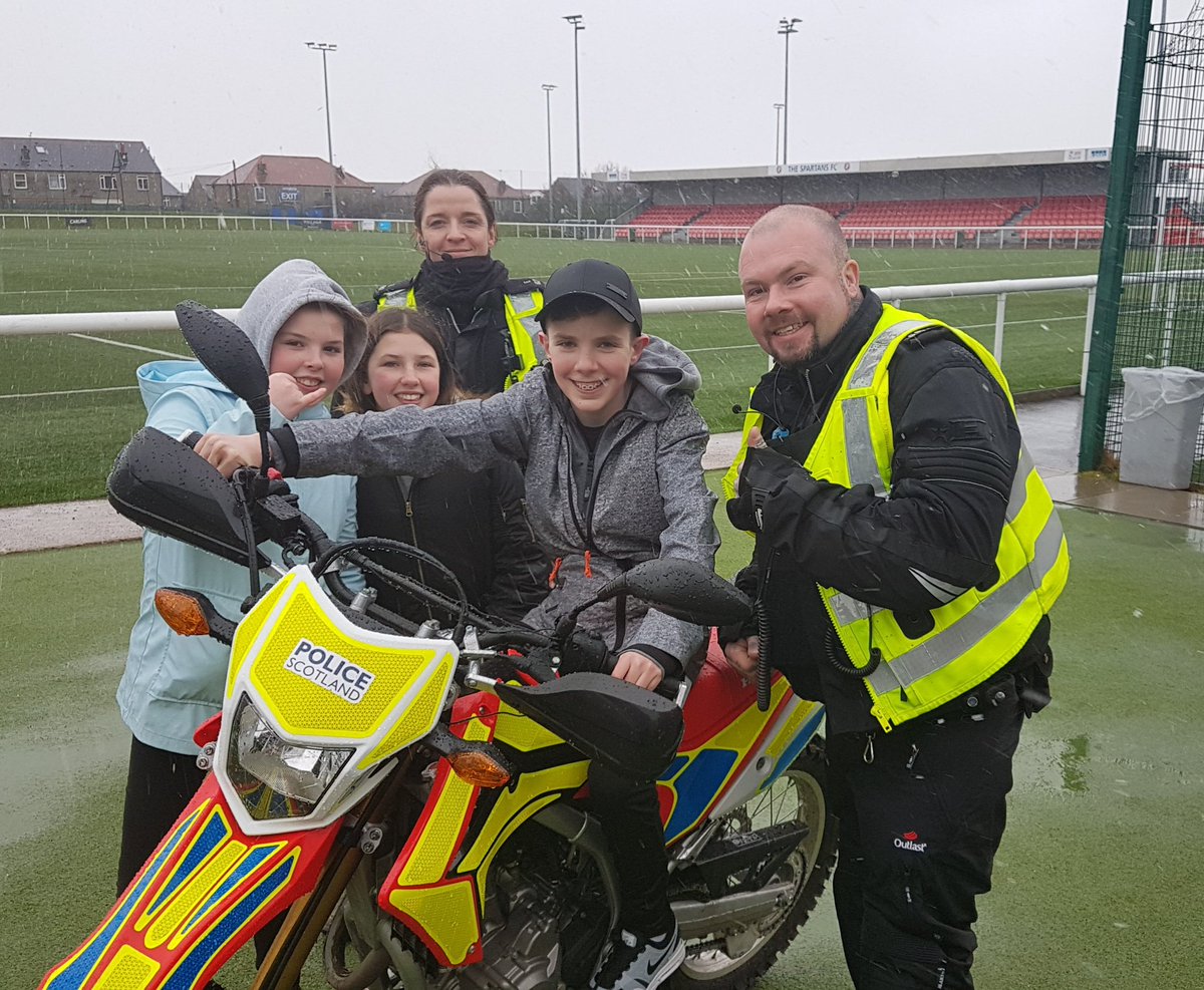 PSOSNWEdinburgh's tweet photo. Operation Orbit PC's Sarah and Tony popped into @Spartans_CFA to show off the new off road bikes #operationsoteria #operationorbit https://t.co/oS1lFWBe3f