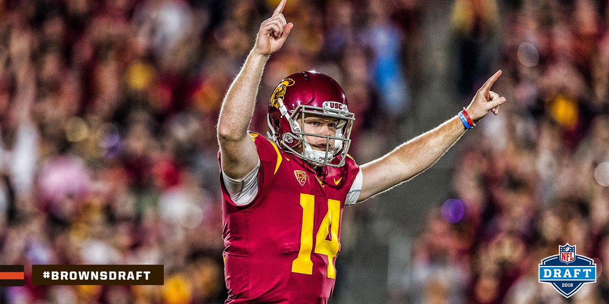 Browns's tweet image. USC QB Sam Darnold is in Berea today as part of our pre-draft evaluation

Details » brow.nz/1kIzXA

#BrownsDraft