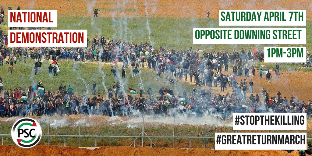📢 NATIONAL DEMONSTRATION:  Join us on SATURDAY, APRIL 7, 1PM-3PM outside DOWNING STREET. Let's tell <a href="/GOVUK/">GOV.UK</a> to condemn the #LandDayMassacre and take meaningful action to #endthesiege of Gaza. #StopTheKilling #GreatReturnMarch facebook.com/events/2036039…