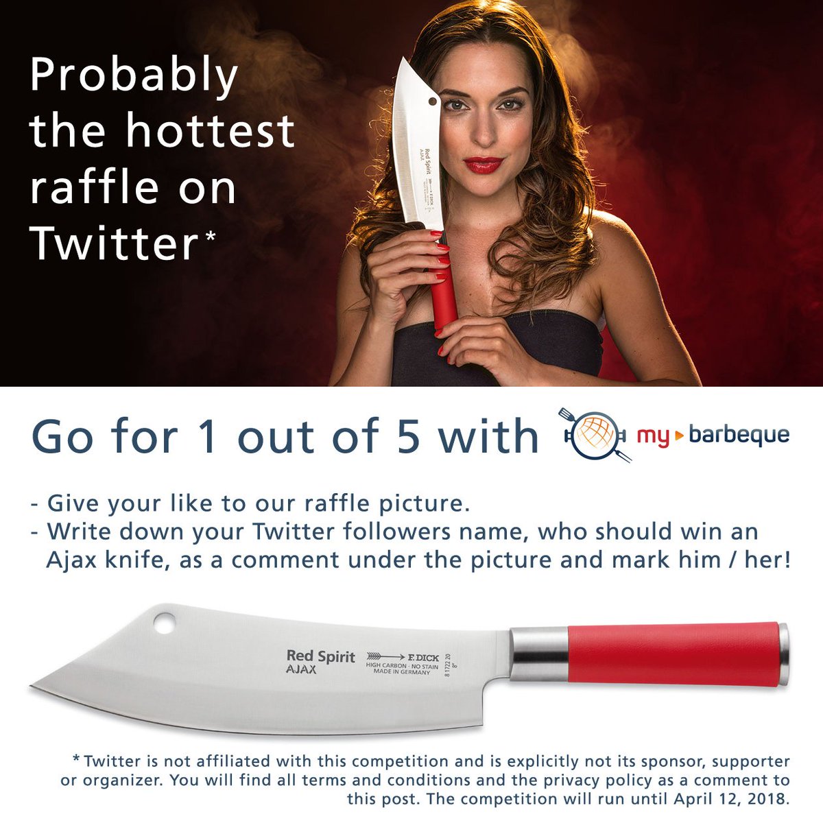 my_barbeque's tweet image. Who needs the new Ajax knife of Cutler Friedr. Dick for free (RRP € 77.40) to cut his spare ribs? With your help, here is his or her chance! #raffle #contest