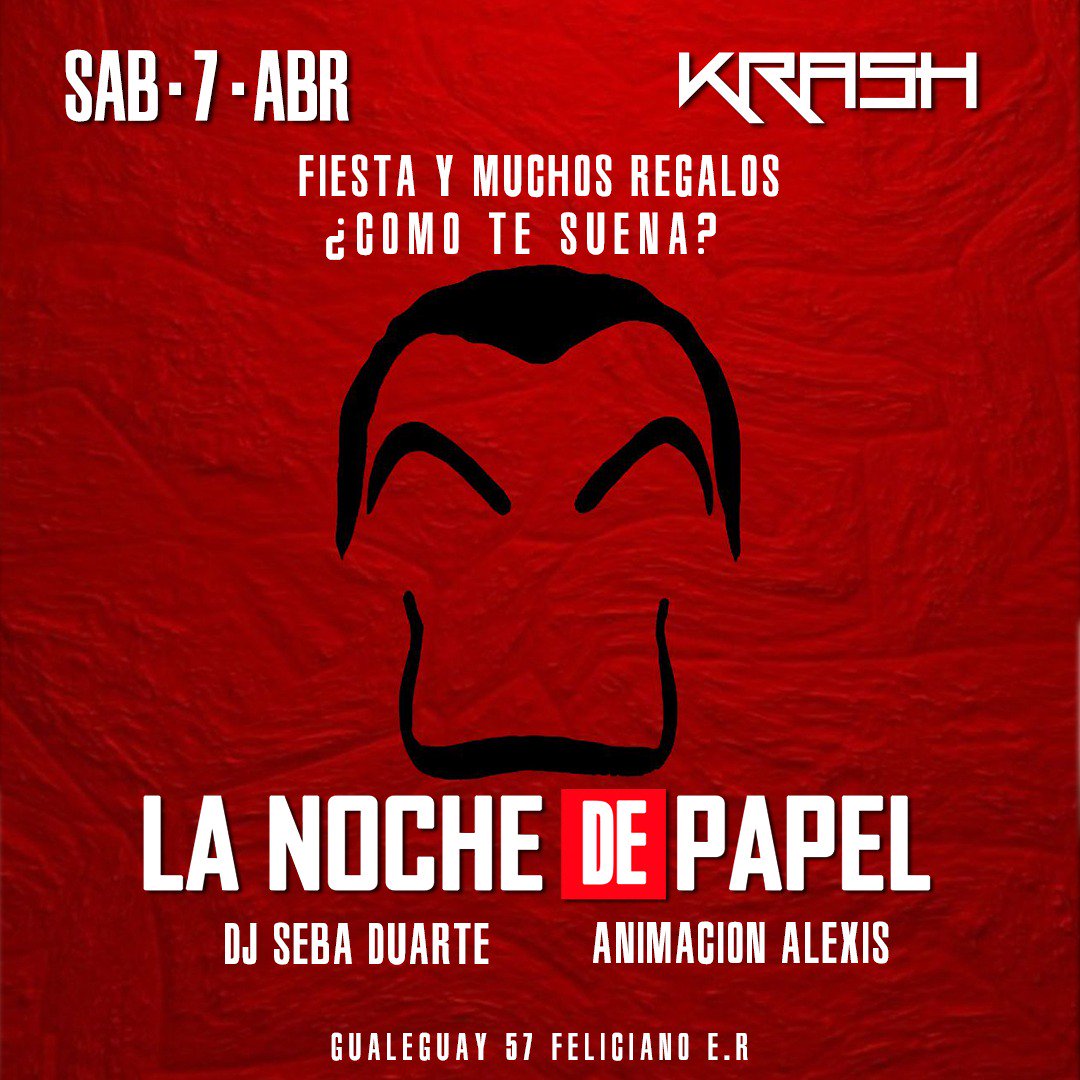 krashdisco1's tweet photo. 🚨SÁBADO 7🚨
🔹Te presentamos una noche con mucha fiesta.
💰💰La Noche De Papel💰💰
🔹Te tenemos preparada una noche imperdible. Mucha fiesta🎉🎊🎉 Muchos Regalos🎁🎁 y muchos sorpresas mas💣💣
#DjSebaDuarte🎧
#Animación de Alexis.🎤
Y la mejor onda!!!💃💃 https://t.co/aOVtWMB59Z