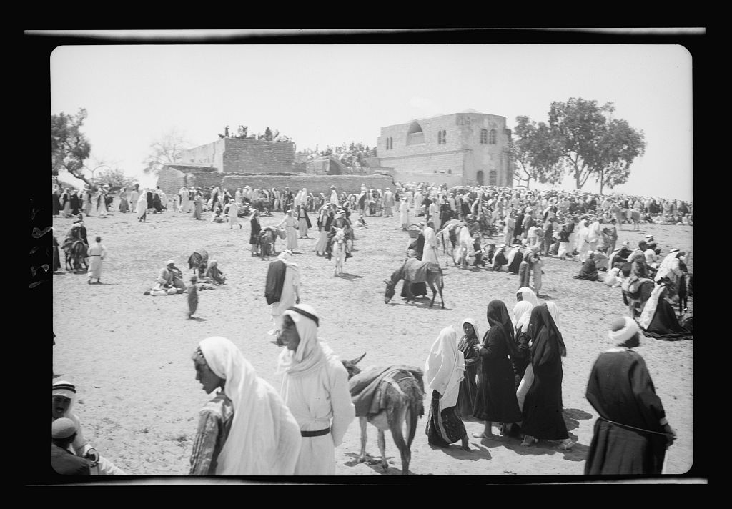 Wednesday of Nabi Musa week was the festival of al-Husayn (Husayn ibn Ali, grandson of Muhammad), at his shrine near ancient Ashkelon.This was one of the most important festivals of the southern coastal plain.(photo from Matson Collection, 1943) http://www.loc.gov/pictures/resource/matpc.21687/