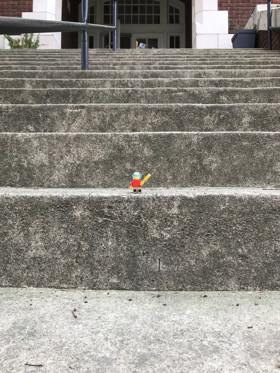 lesliewtaylor1's tweet photo. Amazed & surprised to find #WileyLEGOgirl on the front steps of 301 St Mary’s St this morning! After an adventure in a pelican’s bill you can imagine what a mess she was - quick bath in the health room sink, the magic of that hairbrush - voila! #wileyonthemove #ifonlyshecouldtalk https://t.co/Tk996HoljB