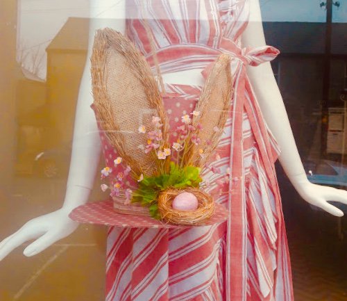 GoreyChamber's tweet photo. Gorey Chamber Easter Windows Competition Winners are.....@rubyrougegorey! Our judge noted: "I loved the Mad Hatter themed hats and thought the concept and design was very creative and unique!" #EasterWindows #Gorey #RubyRouge https://t.co/0VNtOEbU95