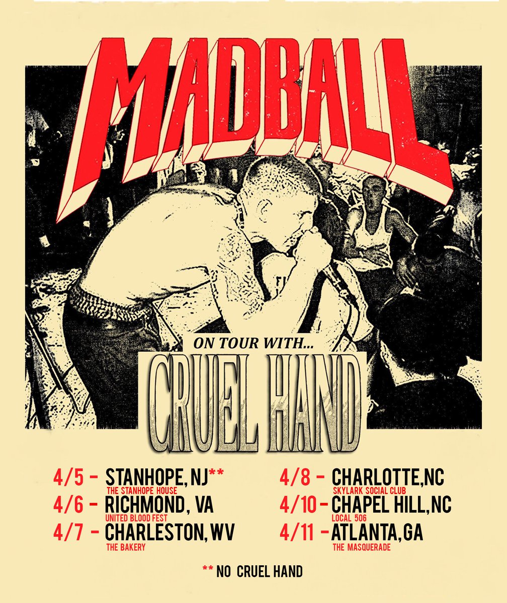 Tomorrow!! MADBALL - CRUEL HAND
April Tour 2018