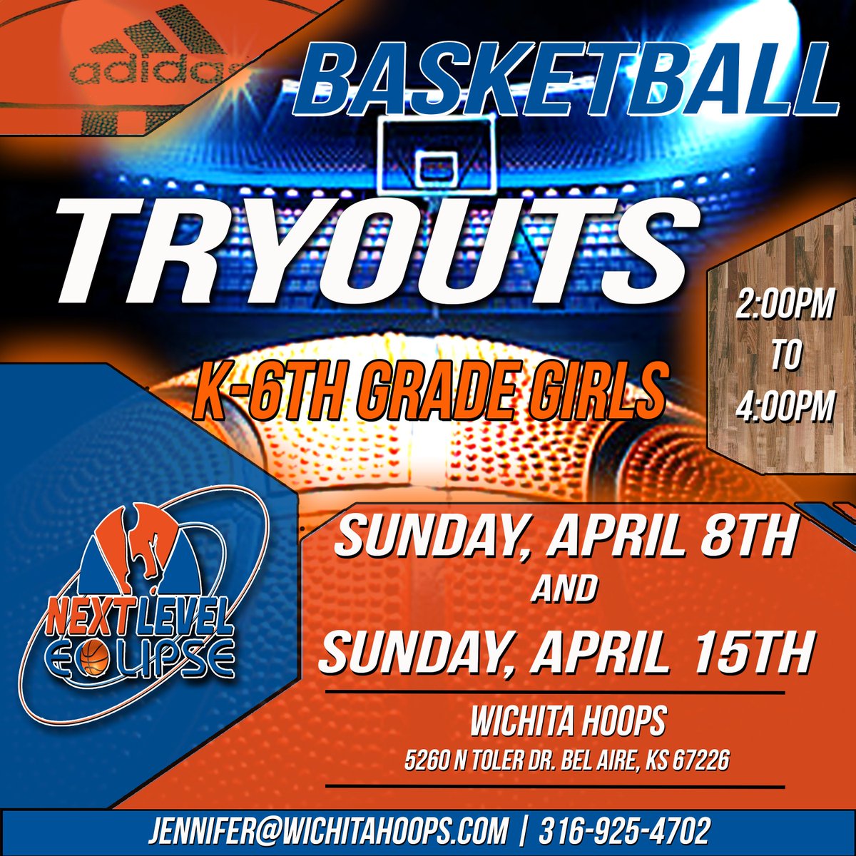 Wichitahoops's tweet photo. It's almost tryout time for @NxtLevelEclipse ! Tryouts are being on Sunday, April 8th and April 15th from 2:00-4:00 PM. Don't miss out on this opportunity to join the program! https://t.co/1W95yJUxeR #NextLevelEclipse #TwoProgramsOneFamily https://t.co/ahUwpH2qnu