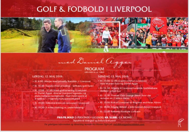 DanielAgger's tweet photo. Charity golf event i Liverpool.  Inklusiv Liverpool-Brighton.⚽️
Kun to hold tilbage😎⛳️ kontakt: mdc@theaggerfoundation.com   #theaggerfoundation #liverpoolfc https://t.co/PScI5FXjuX