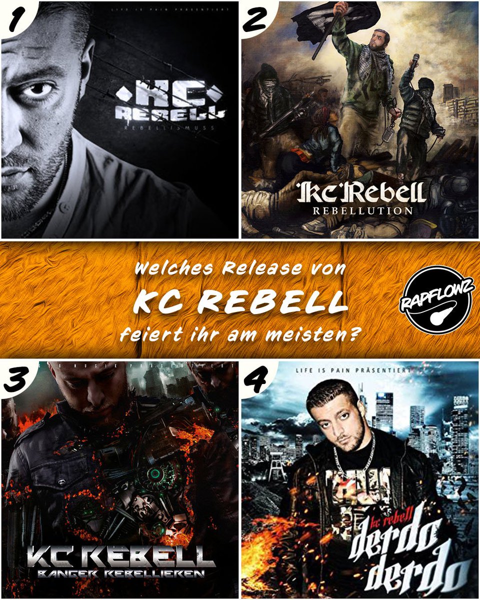 rapflowz's tweet image. Welches von den 4 #KCREBELL-Alben feiert ihr am meisten? Wir: #REBELLUTION. Die Stimme ballert bös und das Album ist sehr geil!. Checken &amp;amp; supporten: KcRebell 

REBELLUTION
MP3: amzn.to/2GhNsRF
Stream: amzn.to/2G1F5KL
CD: amzn.to/2HZBv0q