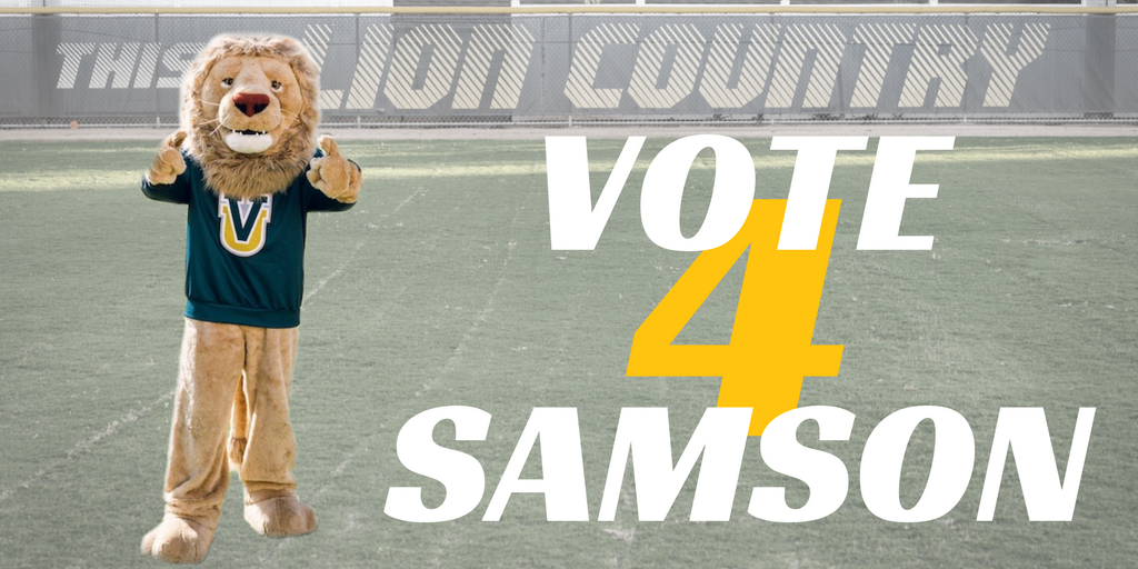 VULions's tweet photo. Did you remember to #VOTE4SAMSON? Voting ends TODAY at 12:00 p.m! Head over to @GSACAthletics on Twitter and Instagram to cast your votes! https://t.co/hEkTae5sB0