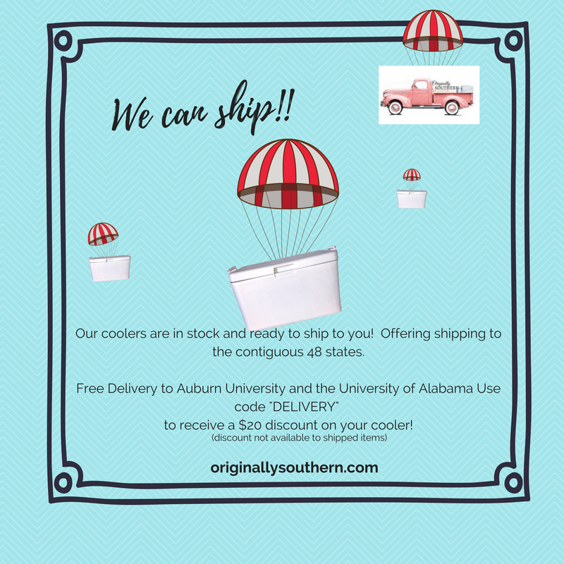 originallysouth's tweet photo. We offer shipping!  Check out our website to purchase in stock coolers!  Still offering free delivery to Auburn or Alabama #freedelivery #auburnoralabama #sratpack #coolerconnection #formal #sorority https://t.co/lj0SaKN6ep