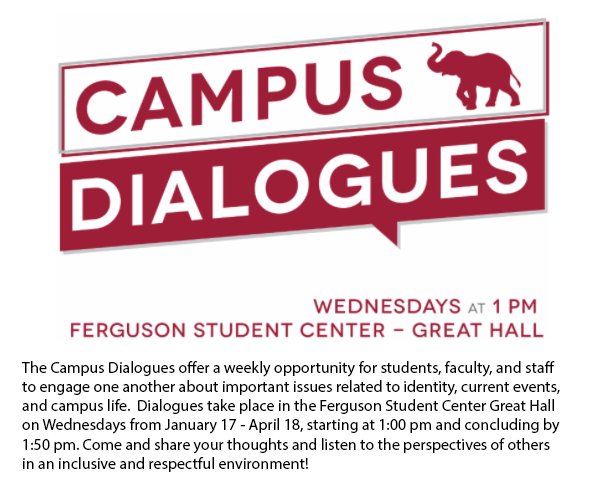 Crossroads_UA's tweet photo. Join us today from 1:00 - 1:50 pm @TheFergUA for Campus Dialogues. Today's topic will be Immigration Rights and Education. https://t.co/15k8v3AsF7