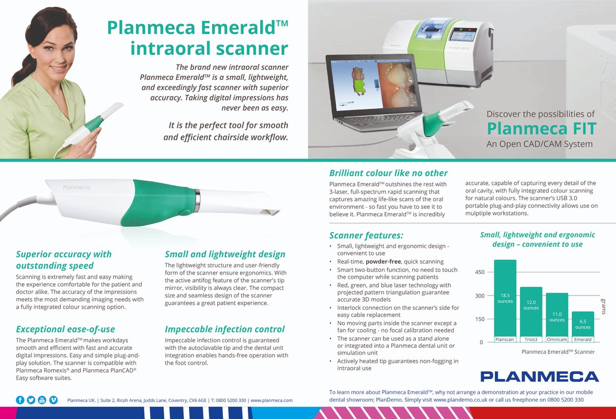 #PlanmecaEmerald the crown jewel of intraoral scanning! One of the lightest, fastest, most accurate full-spectrum colour scanners on the market today. Book your practice demo visit today at plandemo.co.uk