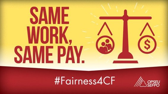 Workers of colour and newcomers are over-represented in involuntary part-time, contract and temp work. #EqualPay for equal work means closing the #GenderPayGap #Fairness4CF #ONpse #ONPoli #CanLab #CdnPSE #15andFairness