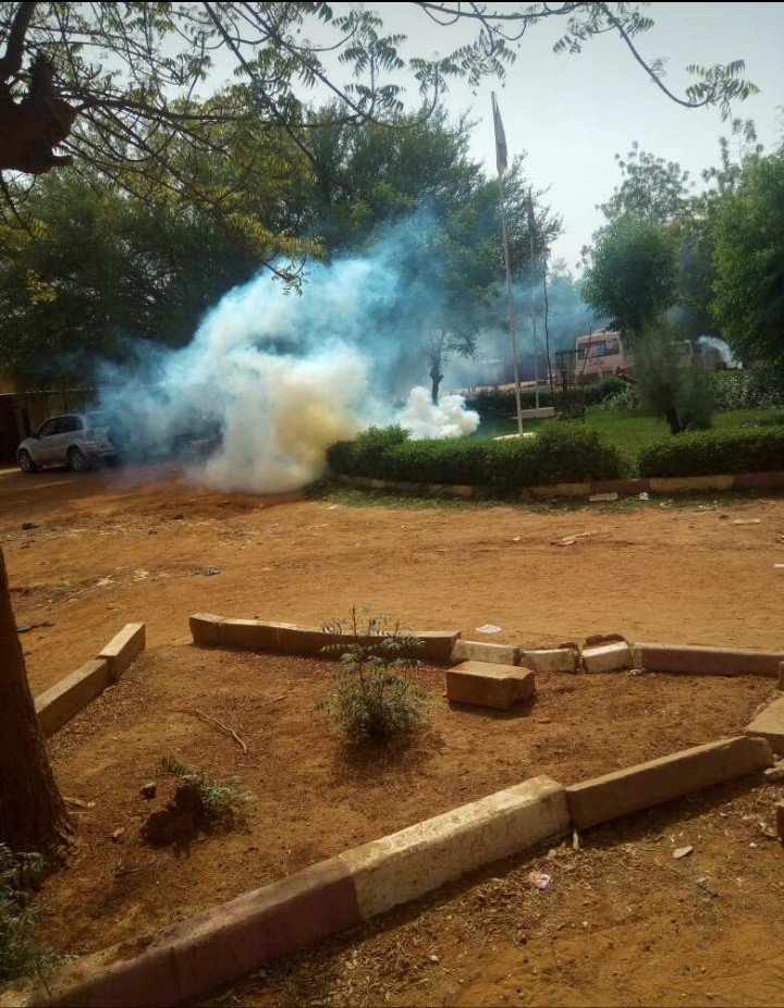 WafaNiger's tweet photo. Affrontements entre forces de l'ordre et étudiants en cours à l'université Abdou Moumouni de Niamey suite a l'arrêté du recteur autorisant celle-ci à veiller aux biens et aux personnes dans toutes les facultés de ENS. #Niger #ne227 #Ne227 https://t.co/aLCOIuU1th