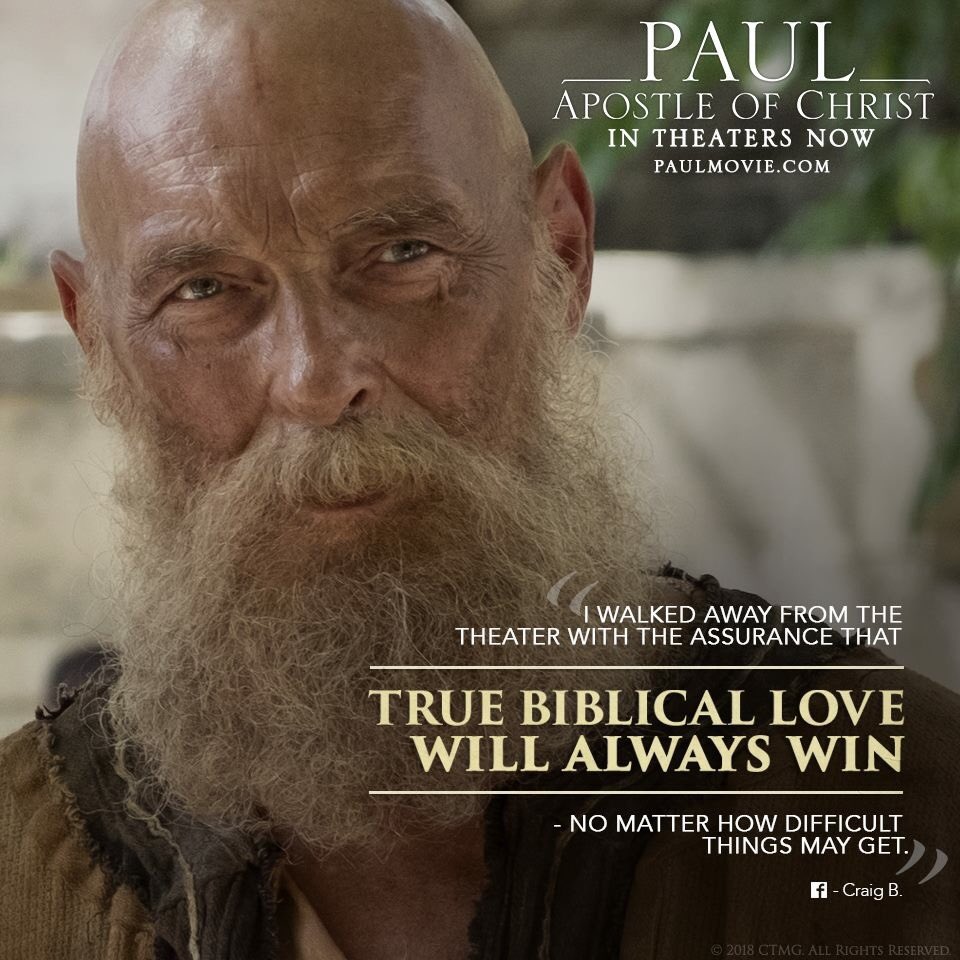 “True Biblical love will always win.” Have you seen PAUL, APOSTLE OF CHRIST in theaters yet? Let us know how the film has touched your life! PaulMovie.com #paulmovie #jamesfaulkner #jimcaviezel