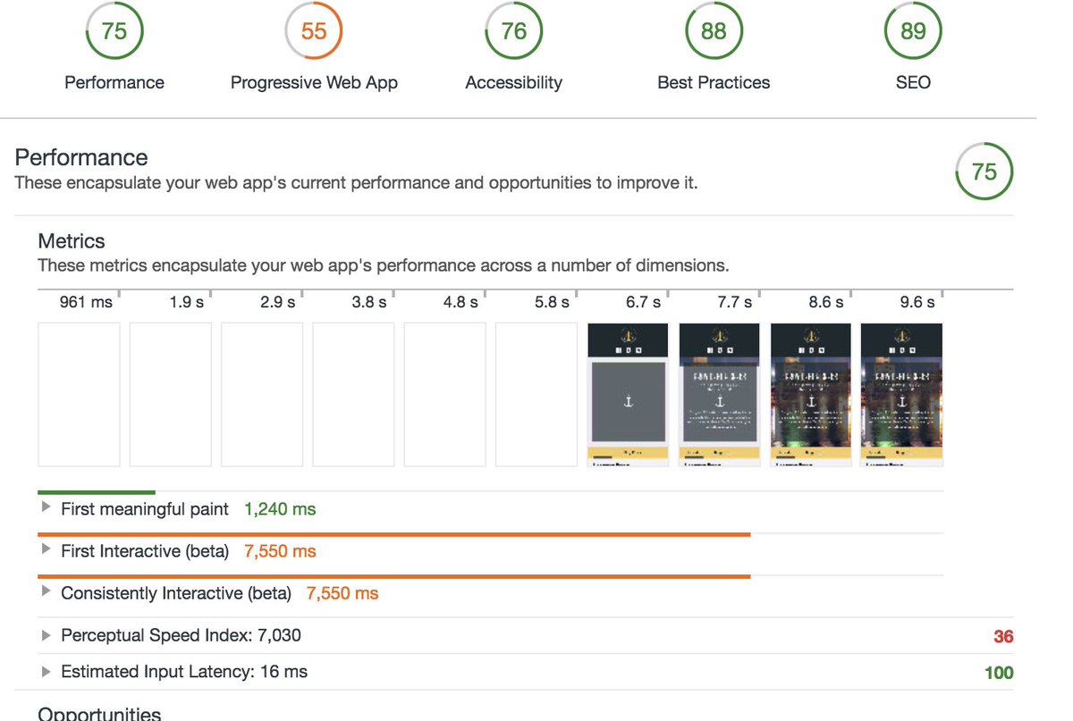 Owen Buckley ♻️ (@thegreenhouseio) on Twitter photo Really seeing some great things coming out of upgrading the <a href="/providencegeeks/">Providence Geeks</a> website to #webpack 4 so far, in particular after adding lazy loading and removing "vendor" as its own entry point. Even getting impressive <a href="/____lighthouse/">Lighthouse</a> performance scores locally (no gzip!) ⚡️ Really seeing some great things coming out of upgrading the <a href="/providencegeeks/">Providence Geeks</a> website to #webpack 4 so far, in particular after adding lazy loading and removing "vendor" as its own entry point. Even getting impressive <a href="/____lighthouse/">Lighthouse</a> performance scores locally (no gzip!) ⚡️