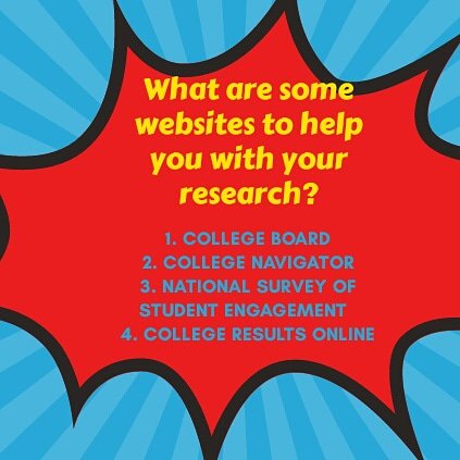 Remember these are just some websites, there's a lot more if you go online. For more info make sure to stop by the College and Career Room in room 6-103.