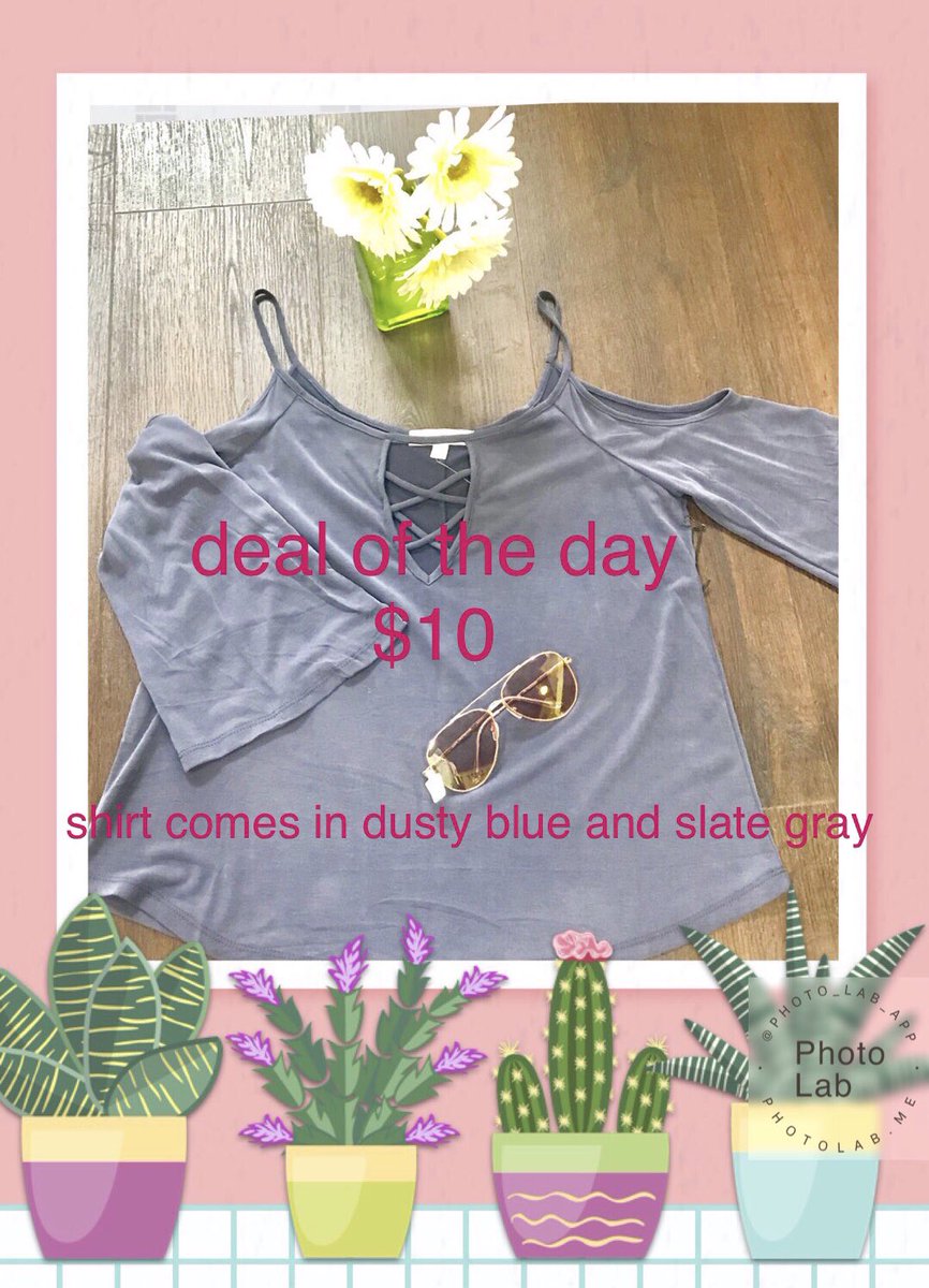 SorellaGranger's tweet photo. Very cute look - shirts come in dusty blue and slate gray.  Great deal of the day!! Only $10! https://t.co/ZrCuMOsJMa