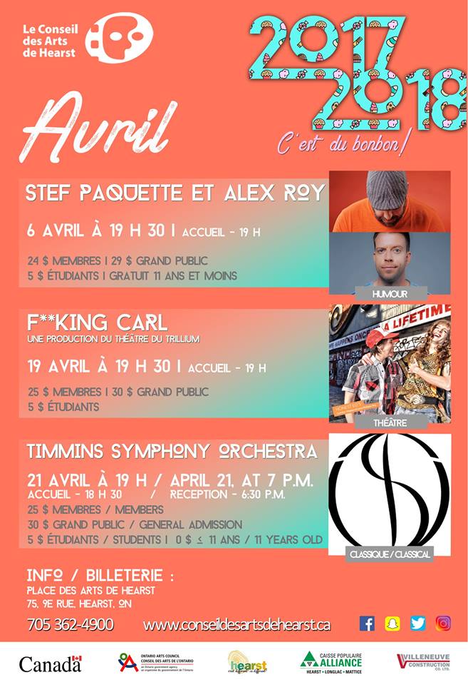 FknCarl's tweet photo. LAST CALL 17/18 DANS L'NORD!
🎉
#FuckingCarl au Conseil des Arts de Hearst https://t.co/oOd88IxggX