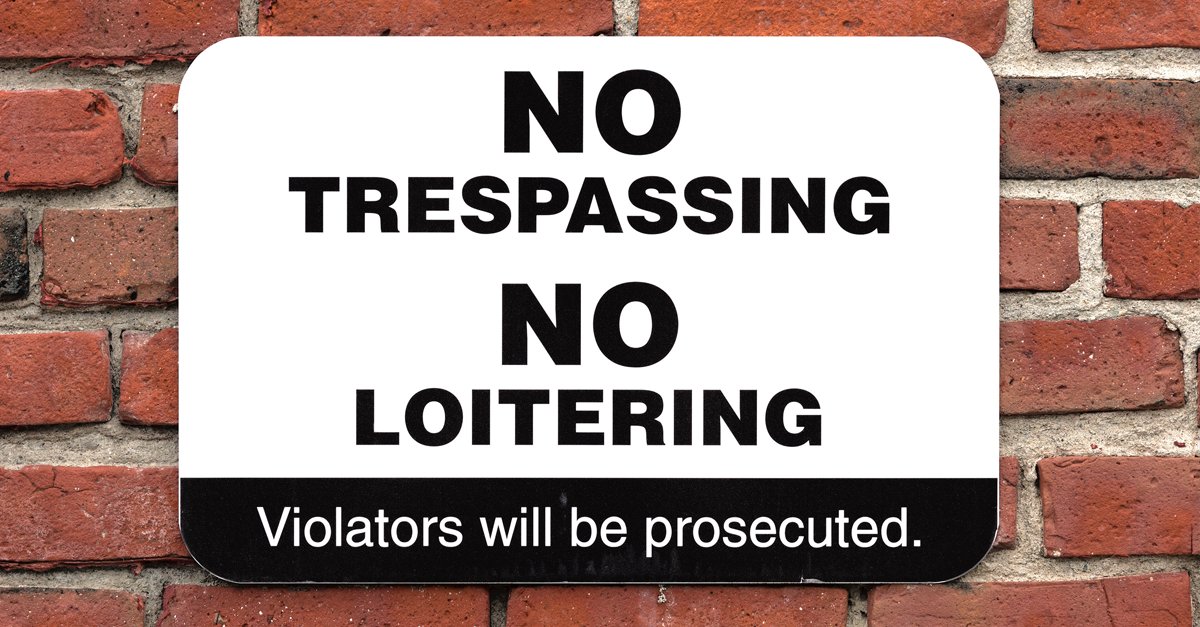 We encourage you to place "No Trespassing" or "No Loitering" signs around your building. These signs give law enforcement probable cause to question individuals that are on the grounds of your facility. #AlwaysOnTheJob