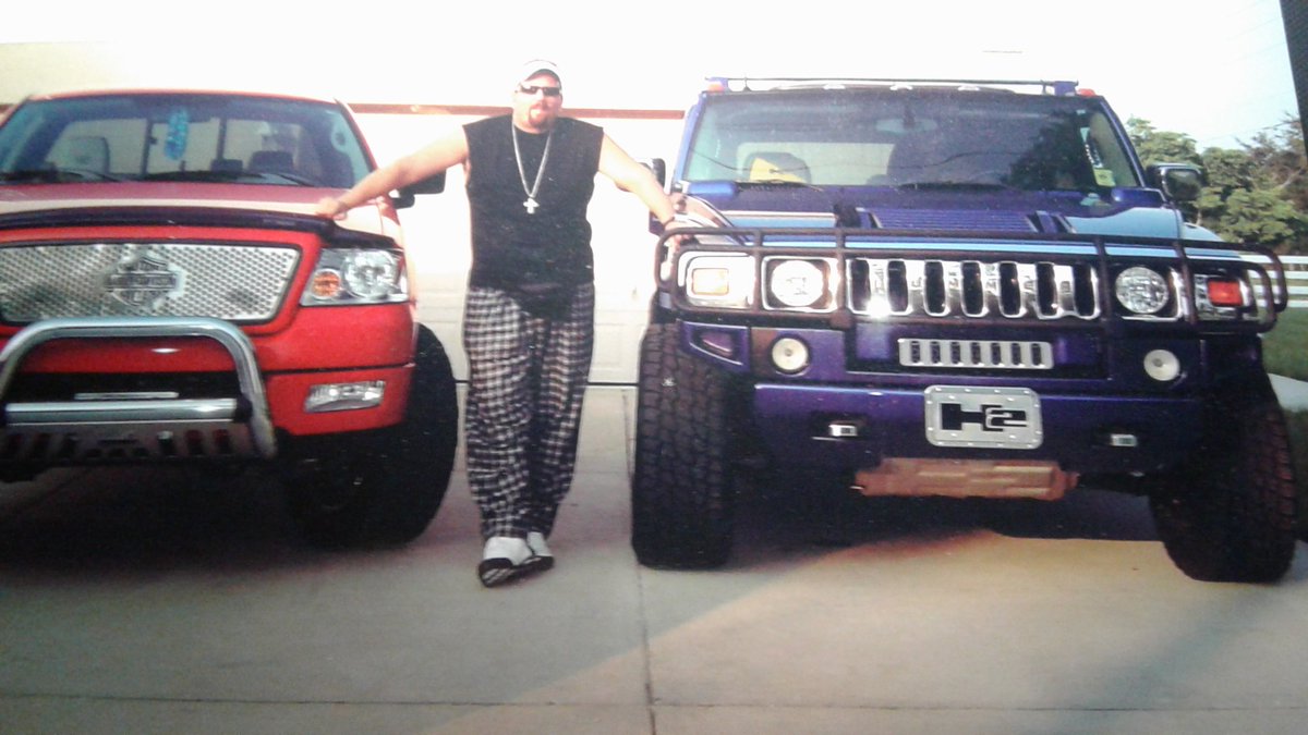 Little #WaybackWednesday me and 2 of my #customwhips #Harleytruck and the #grape my purple #hummer #H2 #bc4life