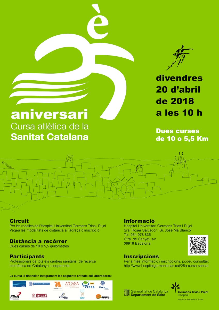 L'equip de runners d'@apicsbcn ja té 34 membres!!🏃‍♀️🏃‍♀️🏃‍♂️🏃‍♂️
Algú més s'anima?
La carrera s'ho val! <a href="/hgermanstrias/">Hosp. Germans Trias</a> 
hospitalgermanstrias.cat/25a-cursa-sani…