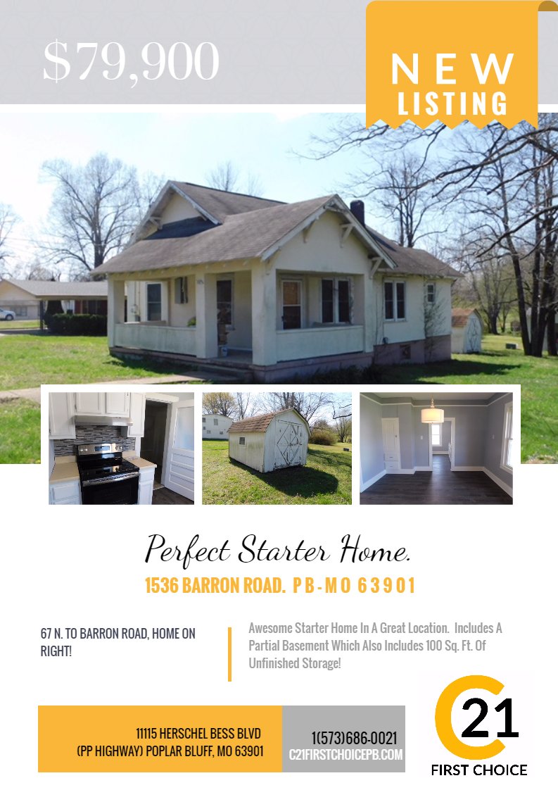 c21FCPB's tweet photo. #WESELL573 #NEWLISTING #REALESTATE #HOMES #LUXURYPROPERTY #STARTERHOME #POPLARBLUFF #C21FIRSTCHOICE https://t.co/JkeqYdfDIg