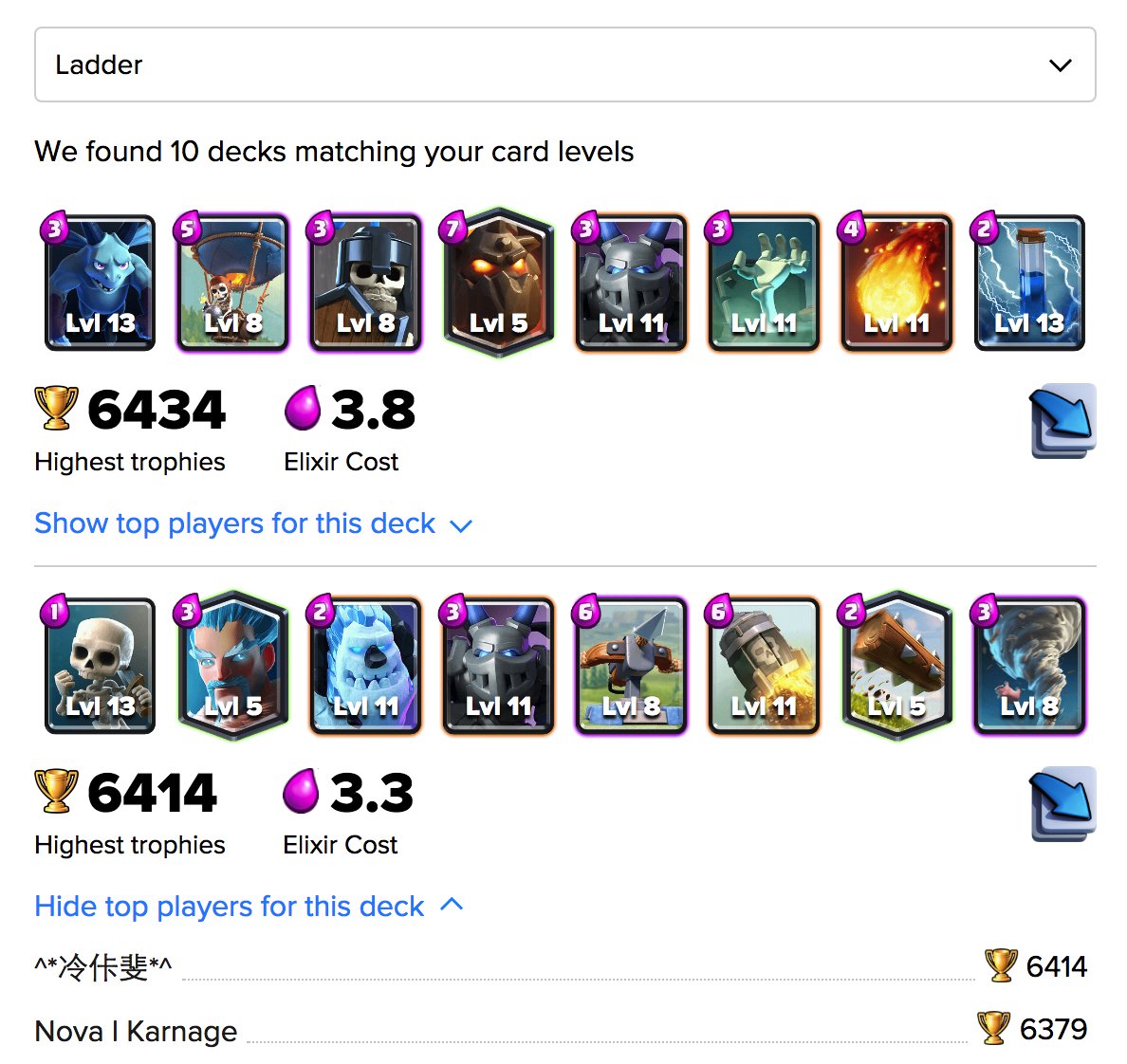 Deck Builder for Clash Royale