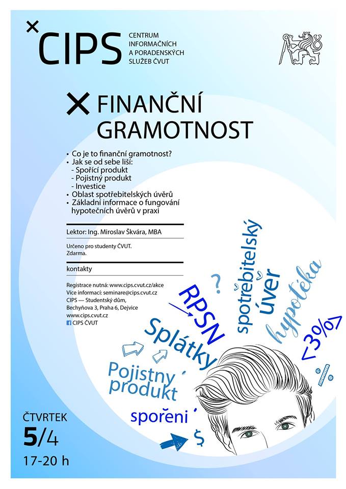 Přednáška, na které získáte základy a nejdůležitější přehled o finanční gramotnosti, který by každý z nás měl mít, se bude konat již zítra od 17 hodin. Zbylo na ní pár volných míst, přijít tedy můžete i bez registrace.
