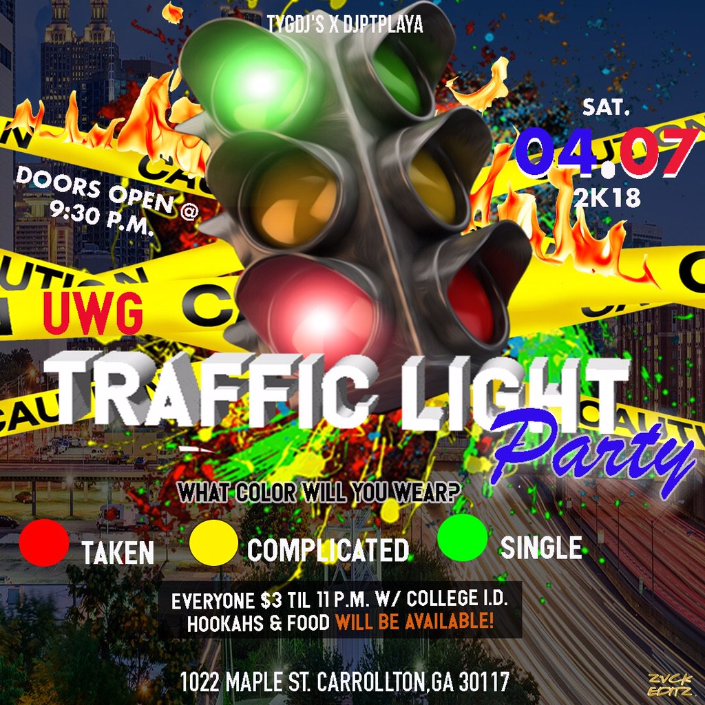 Unique_Beauty97's tweet photo. TOMORROW NIGHT - #UWGCallOfBooty

Saturday - #UWGTrafficLightParty ‼️

Call Yo Uber 🚘 Call Yo Lifts🚖

🚧Early Arrival Is Advised🚧

🚨2 Parties 1 Week🚨

😈 MUSIC BY @DJPTPLAYA3
#UWG #UWG21 https://t.co/Jabjs3xRef