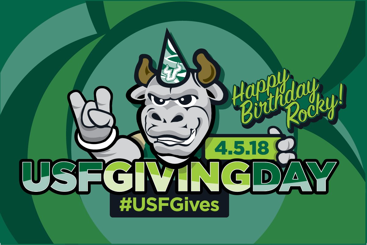 USFFSO's tweet image. Come thank a donor and eat some cake at Rocky’s Birthday tomorrow at MSC at noon at USF’s first Giving Day supporting student scholarships! bit.ly/usfgives18 #USFGives #HBDRocky #wehavecake