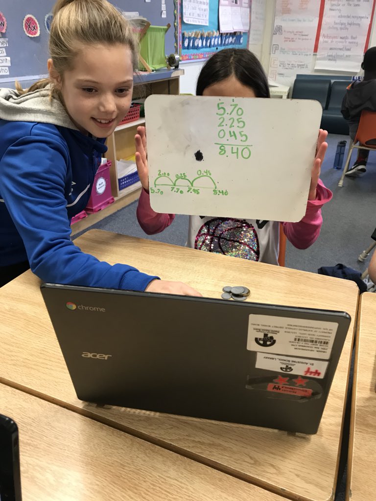 MichelleMuio's tweet image. Showing our thinking while completing a @knowledgehook Mission today!#hookedonKnowledgehook #Mathematicians #meaningfulMath @staugustinewcd