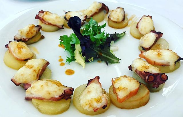 ComerEnAlmeria's tweet photo. ¿No os parecen deliciosos estos bocaditos de pulpo gratinado con ali-oli de manzana? Pues sí, lo son, y los tomamos en el Club de Mar Almería. ¡Riquísimos! https://t.co/QjcNqJpFDB