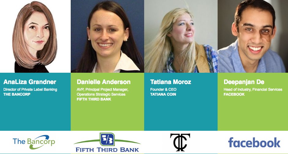 We've got AnaLiza Grandner <a href="/thebancorp/">The Bancorp</a>, Danielle Anderson <a href="/FifthThird/">Fifth Third Bank</a>, Tatiana Moroz <a href="/queentatiana/">Tatiana Moroz (QueenTatiana)</a> <a href="/tatianacoin/">Tatiana Coin</a> and <a href="/DeepanjanDe/">Deepanjan</a> <a href="/facebook/">Facebook</a> speaking at #MFS18. SAVE $300 on registration - goo.gl/KYnwkC   #FinTech #MarTech #NewYork #Millennials #Marketing
